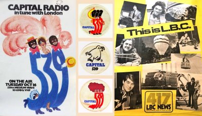 Capital 539 and LBC 417 logos, posters and publicity 557 kHz 719kHz
